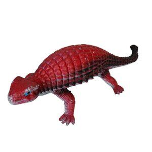 Vintage 1986 Red & Black Ankylosaurus Toy Dinosaur Figure By Inpro 10 Inches Lon